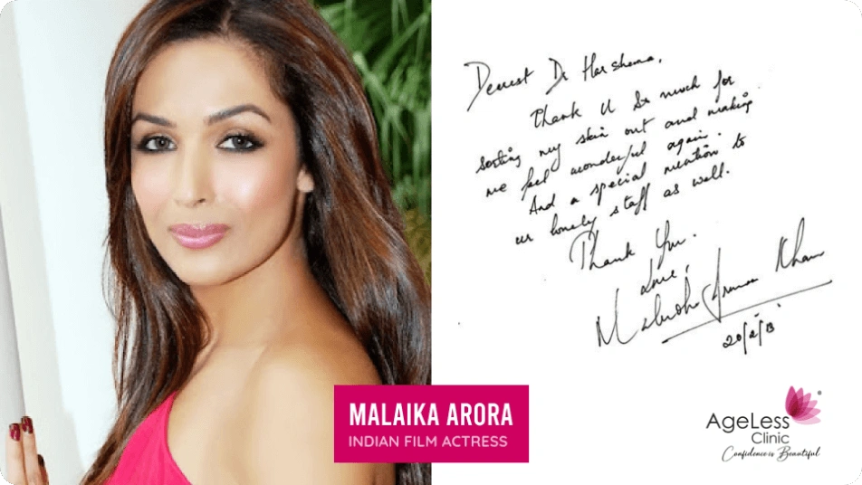 Celebrity testimonial for AgeLess Clinic